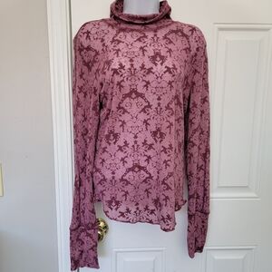 Intimately Free People You And I Jacquard Print Ribbed High Neck Acai Purple L